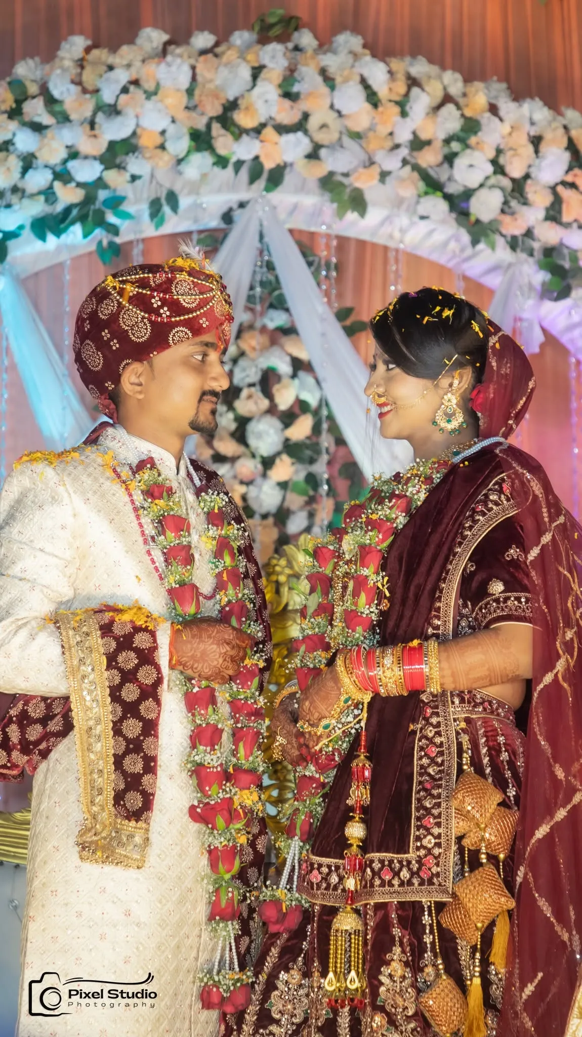 Bridge and groom in wedding attire
