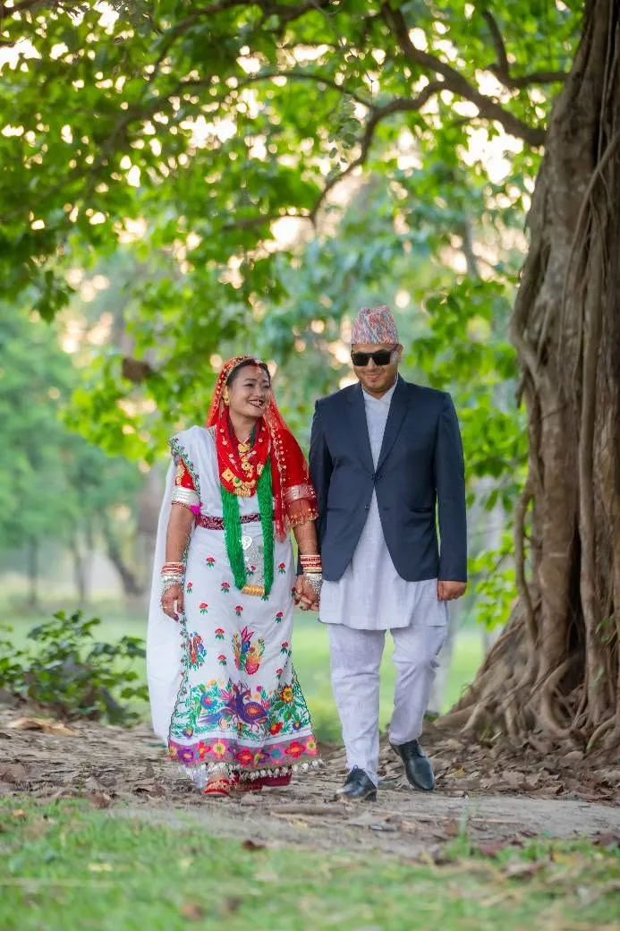 Bridge and groom walking
